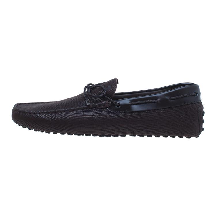 Pre Owned Tod's Brown Suede and Leather Bow Loafers Size 43
