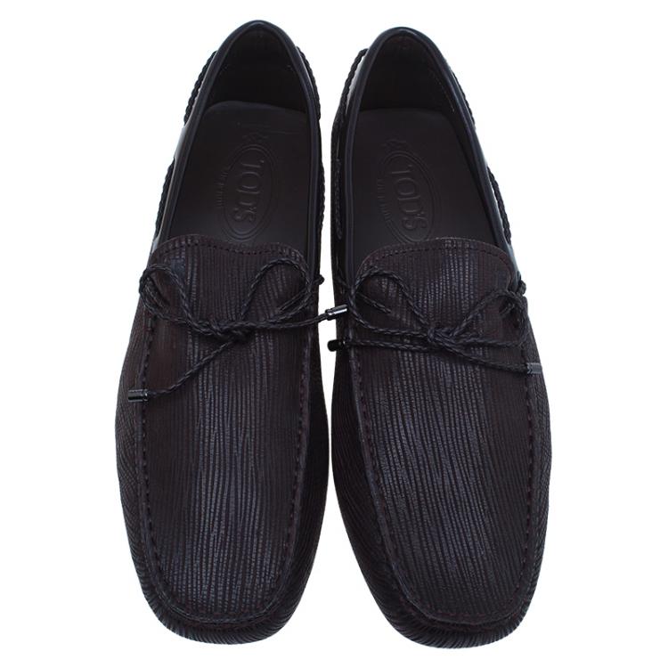 Pre Owned Tod's Brown Suede and Leather Bow Loafers Size 43