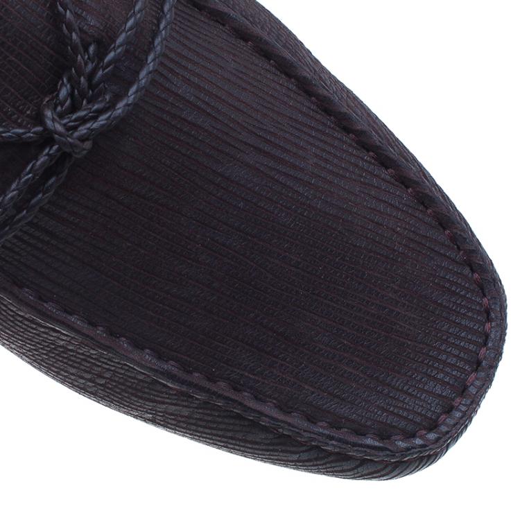 Pre Owned Tod's Brown Suede and Leather Bow Loafers Size 43