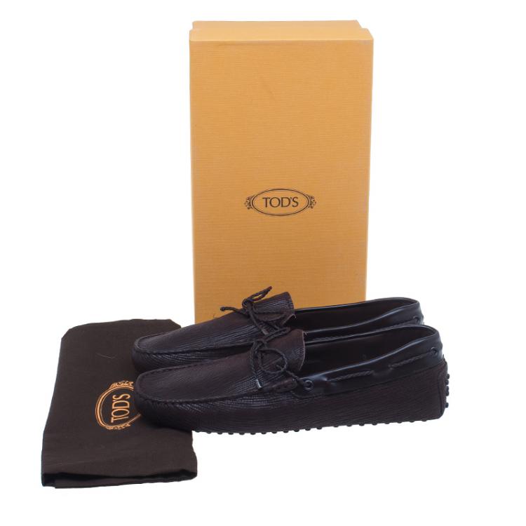 Pre Owned Tod's Brown Suede and Leather Bow Loafers Size 43