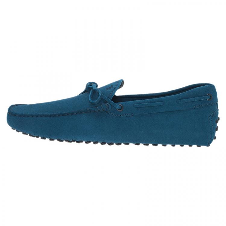 Pre Owned Tod's Blue Suede Bow Loafers Size 43.5