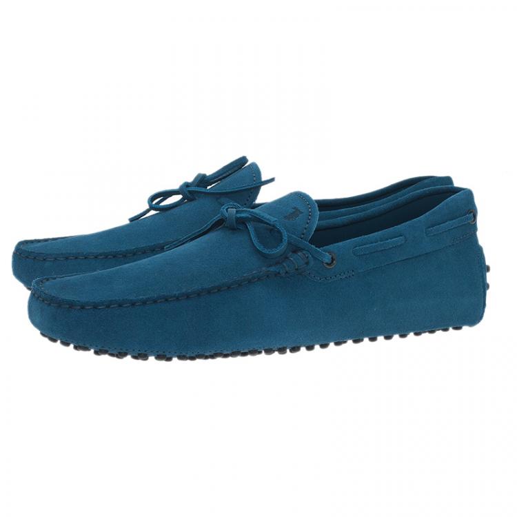 Pre Owned Tod's Blue Suede Bow Loafers Size 43.5