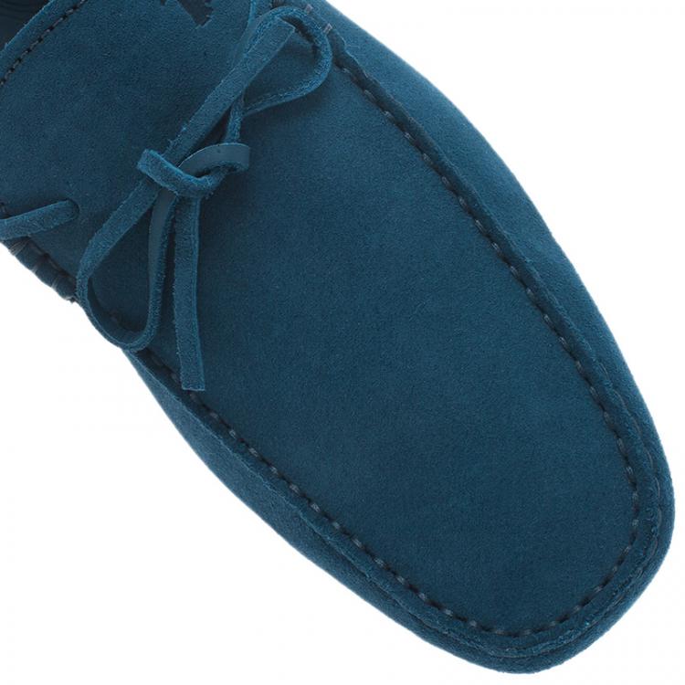 Pre Owned Tod's Blue Suede Bow Loafers Size 43.5