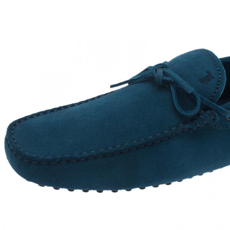 Pre Owned Tod's Blue Suede Bow Loafers Size 43.5