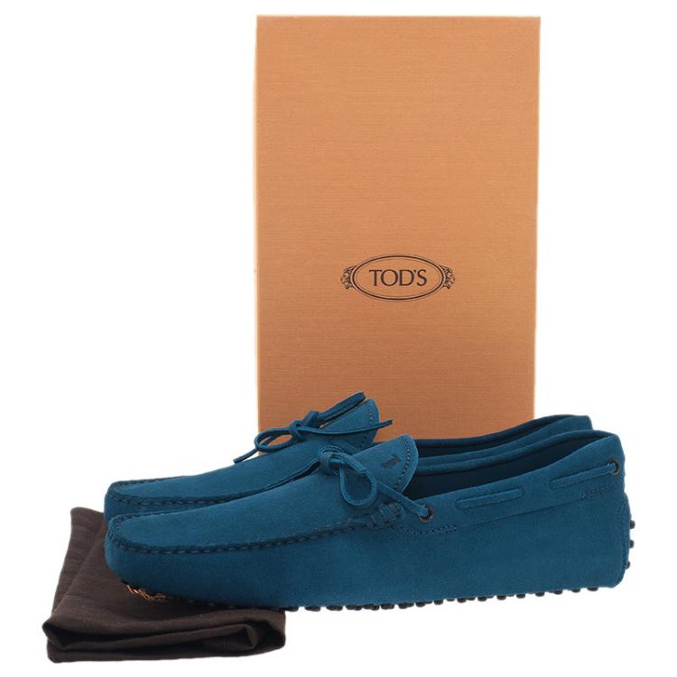 Pre Owned Tod's Blue Suede Bow Loafers Size 43.5