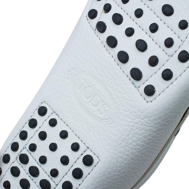 Pre Owned Tod's White Leather Slip On Loafers Size 41.5