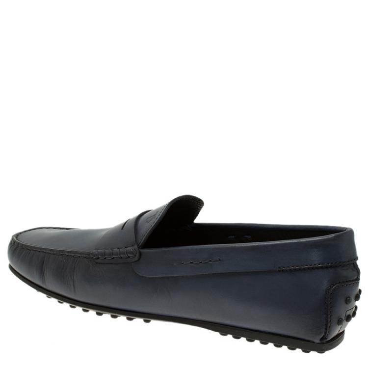 Pre Owned Tod's Navy Blue Leather Penny Loafers Size 42