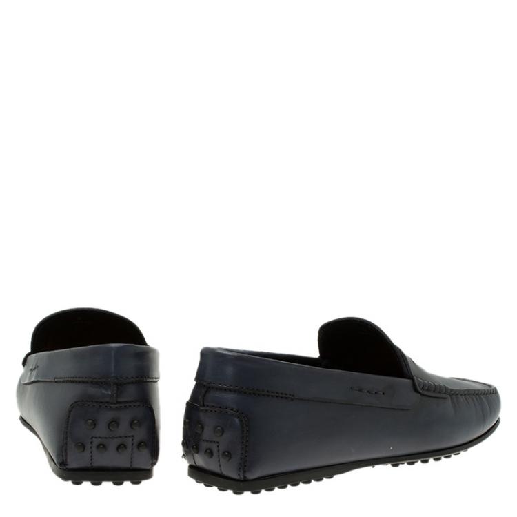 Pre Owned Tod's Navy Blue Leather Penny Loafers Size 42