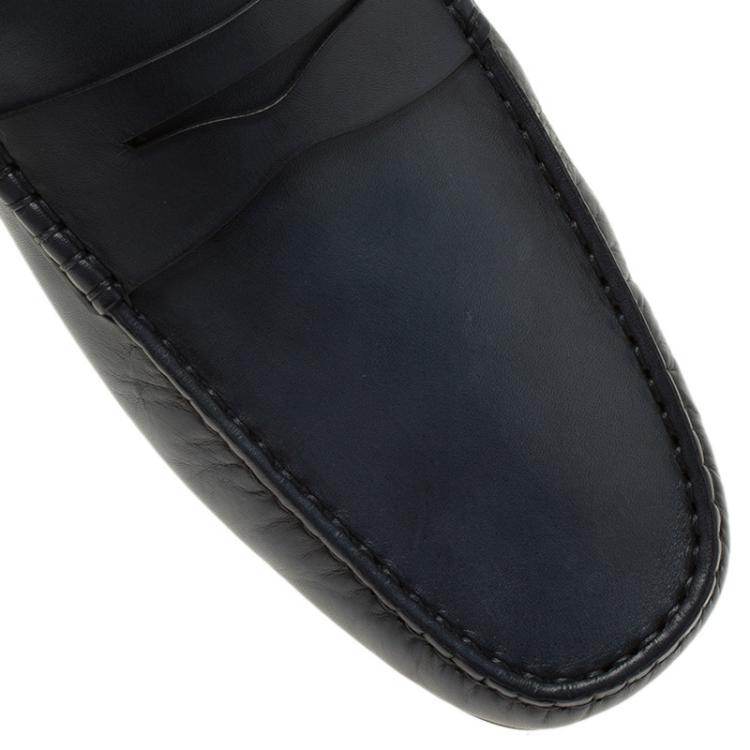 Pre Owned Tod's Navy Blue Leather Penny Loafers Size 42