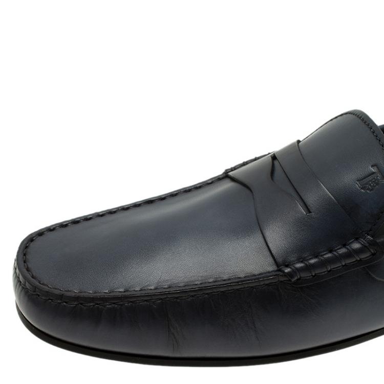 Pre Owned Tod's Navy Blue Leather Penny Loafers Size 42