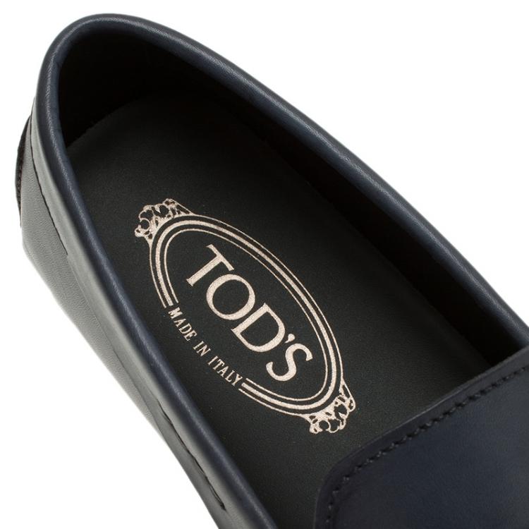 Pre Owned Tod's Navy Blue Leather Penny Loafers Size 42