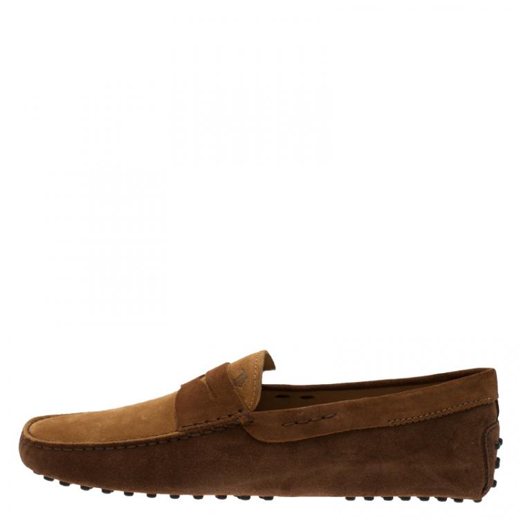 Pre Owned Tod's Two Tone Suede Penny Loafers Size 42.5