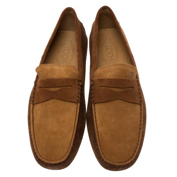 Pre Owned Tod's Two Tone Suede Penny Loafers Size 42.5