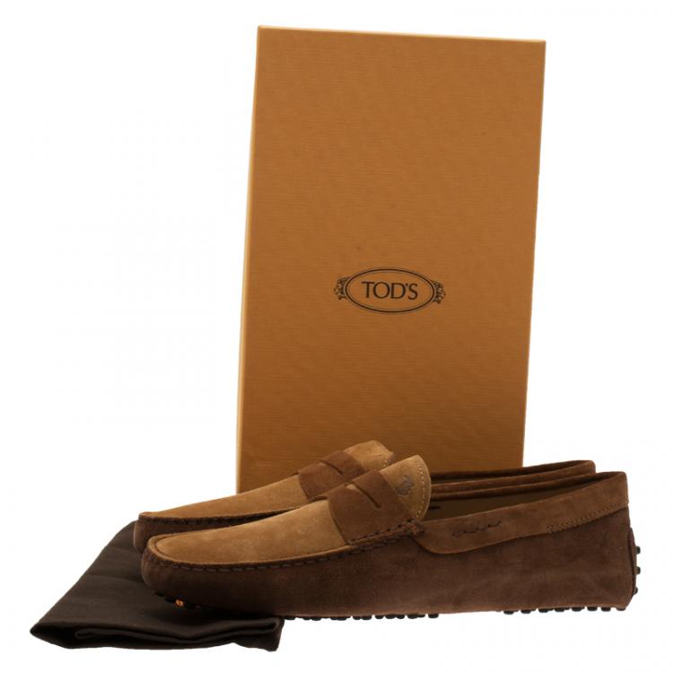 Pre Owned Tod's Two Tone Suede Penny Loafers Size 42.5