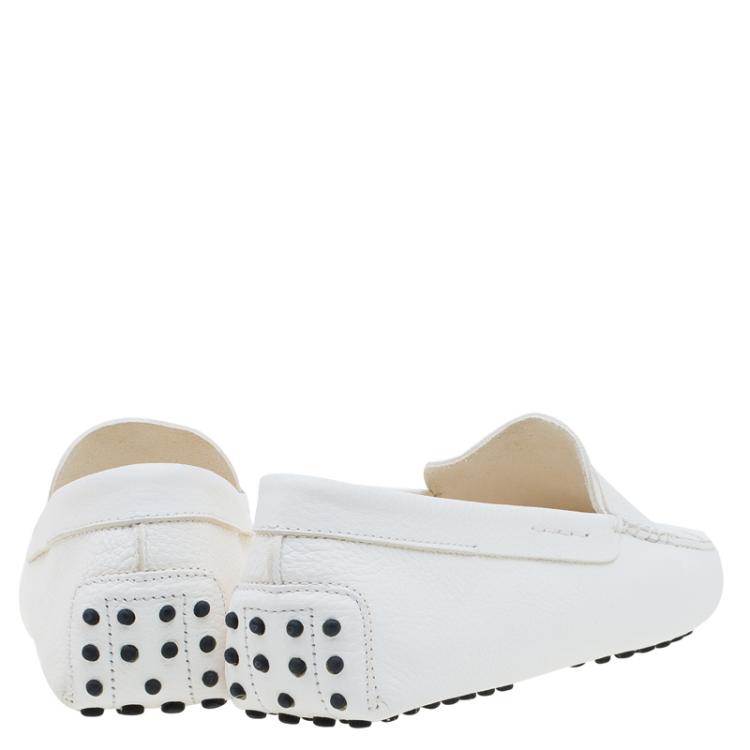 Pre Owned Tod's White Leather Penny Loafers Size 44.5
