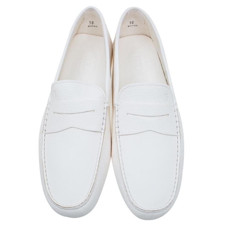 Pre Owned Tod's White Leather Penny Loafers Size 44.5