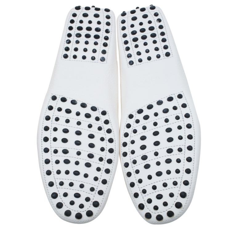 Pre Owned Tod's White Leather Penny Loafers Size 44.5