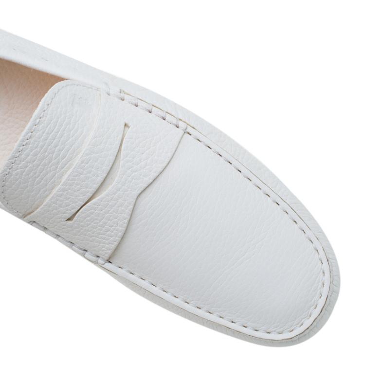 Pre Owned Tod's White Leather Penny Loafers Size 44.5