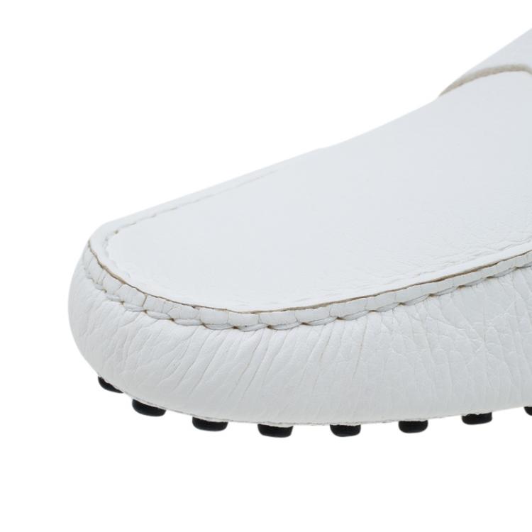 Pre Owned Tod's White Leather Penny Loafers Size 44.5