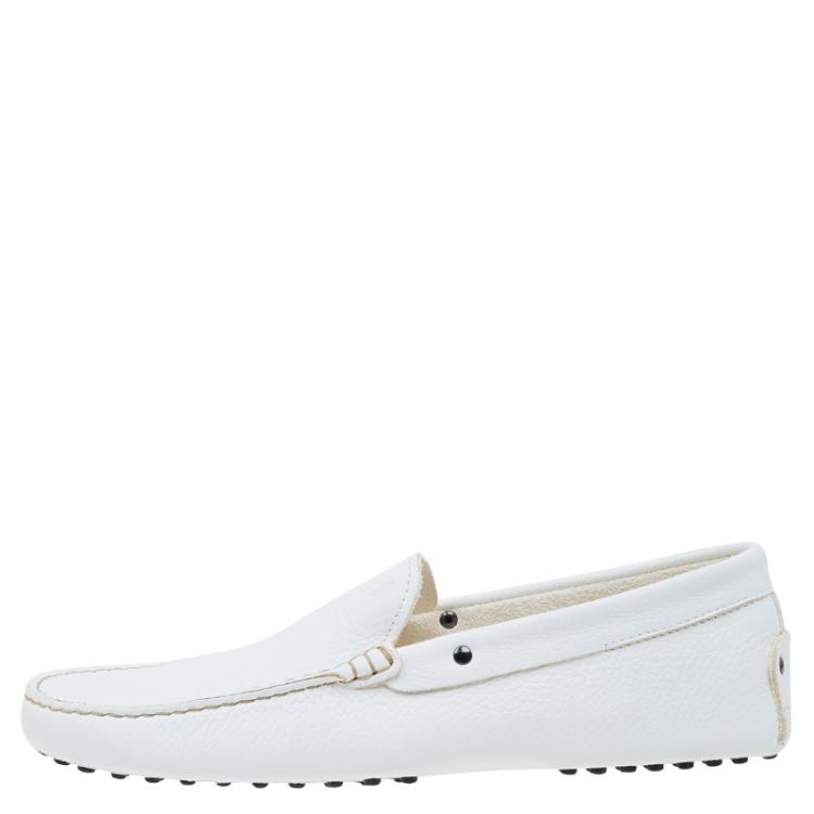Pre Owned Tod's White Leather Loafers Size 44