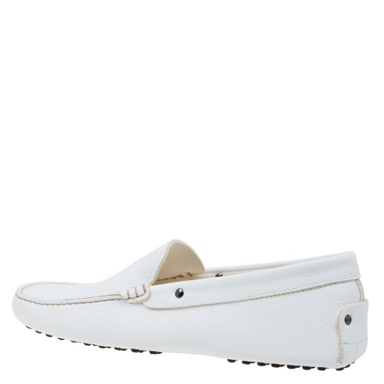 Pre Owned Tod's White Leather Loafers Size 44