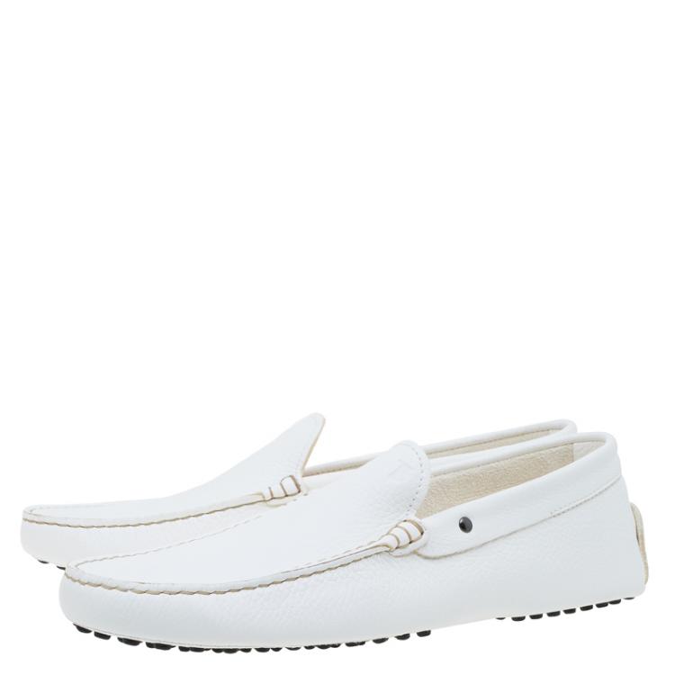 Pre Owned Tod's White Leather Loafers Size 44