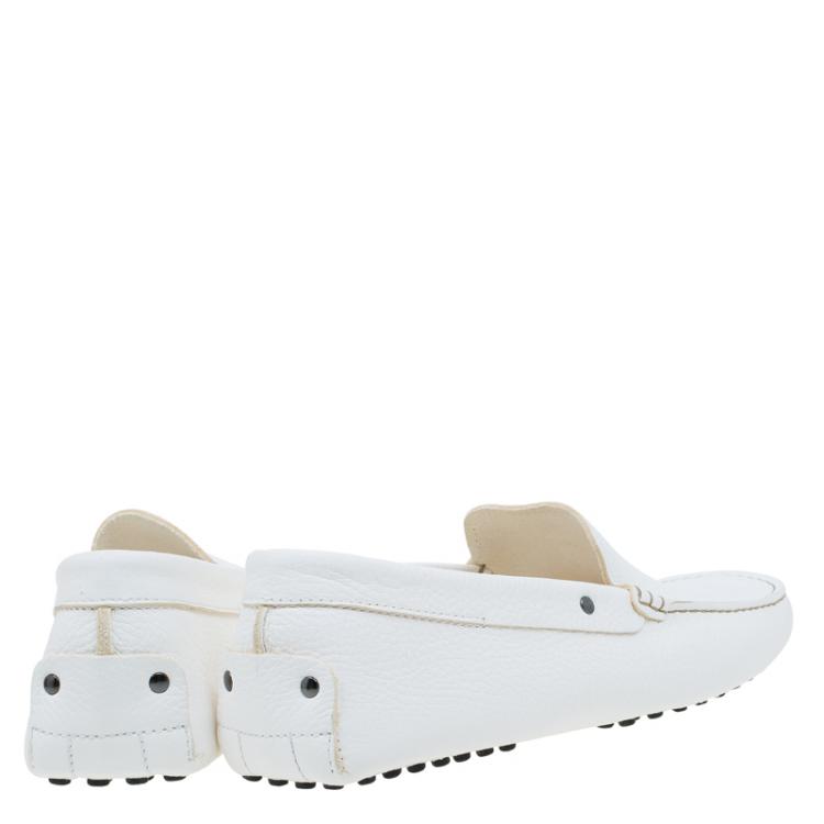 Pre Owned Tod's White Leather Loafers Size 44