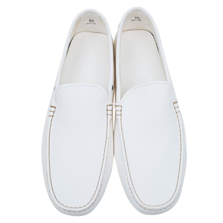 Pre Owned Tod's White Leather Loafers Size 44