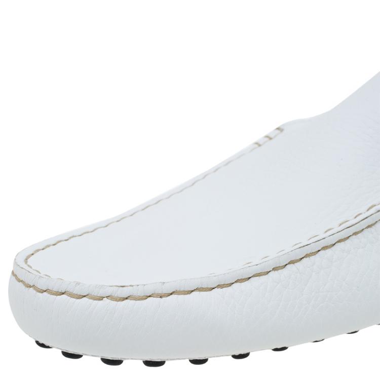 Pre Owned Tod's White Leather Loafers Size 44