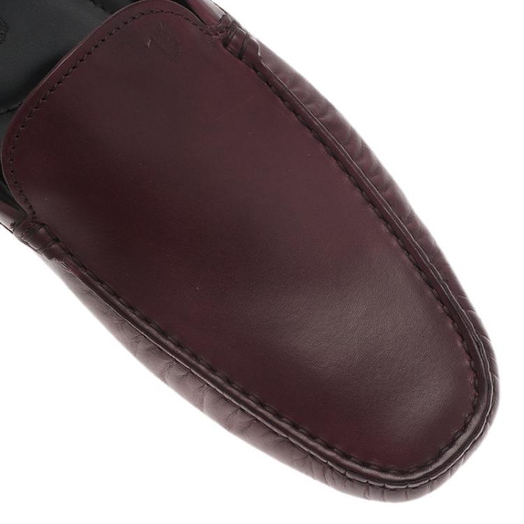 Pre Owned Tod's Burgundy Leather Moccasin Sabot Size 42.5