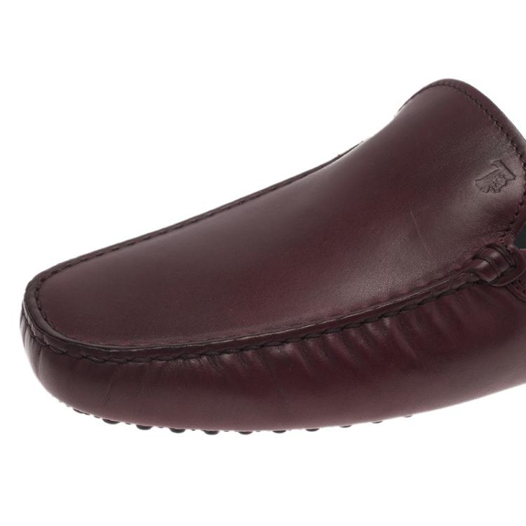 Pre Owned Tod's Burgundy Leather Moccasin Sabot Size 42.5