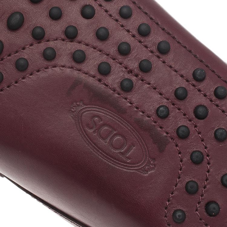 Pre Owned Tod's Burgundy Leather Moccasin Sabot Size 42.5