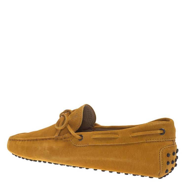 مملوكة مسبقًا Tod's Mustard Yellow Suede Bow Loafers Size 42.5