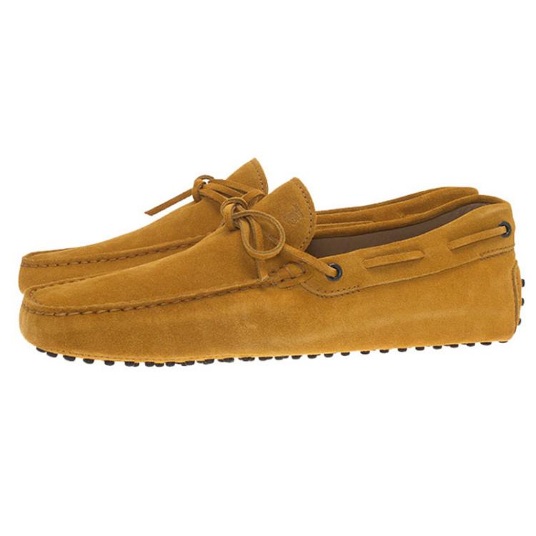 مملوكة مسبقًا Tod's Mustard Yellow Suede Bow Loafers Size 42.5