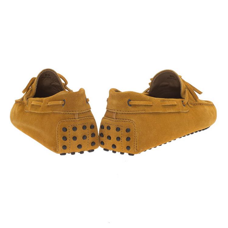 مملوكة مسبقًا Tod's Mustard Yellow Suede Bow Loafers Size 42.5
