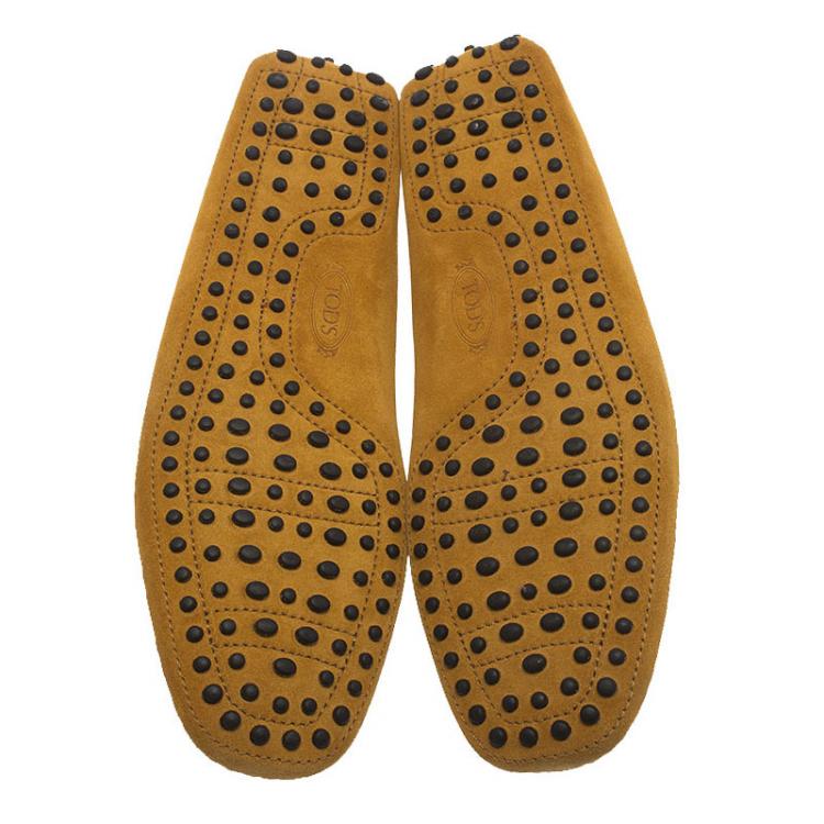 مملوكة مسبقًا Tod's Mustard Yellow Suede Bow Loafers Size 42.5