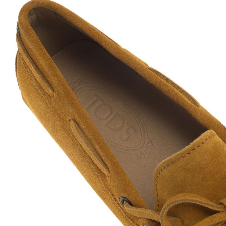 مملوكة مسبقًا Tod's Mustard Yellow Suede Bow Loafers Size 42.5