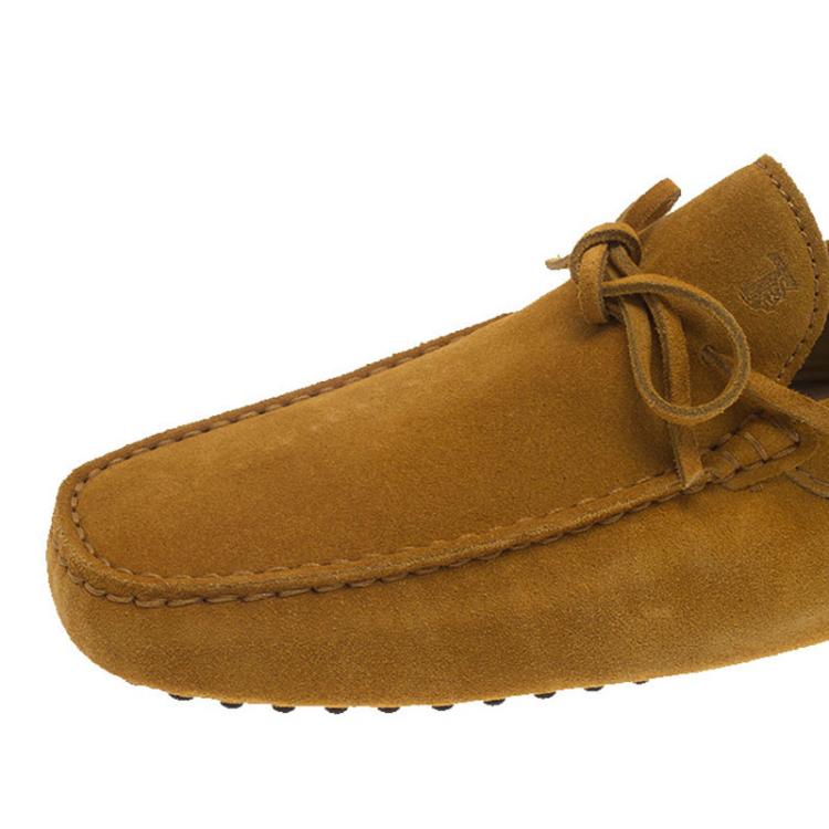 مملوكة مسبقًا Tod's Mustard Yellow Suede Bow Loafers Size 42.5