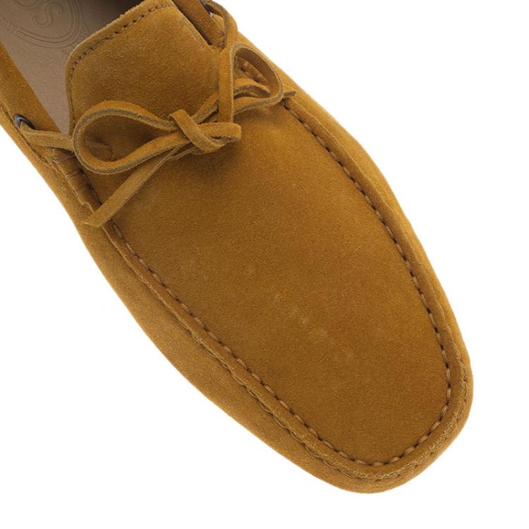 مملوكة مسبقًا Tod's Mustard Yellow Suede Bow Loafers Size 42.5
