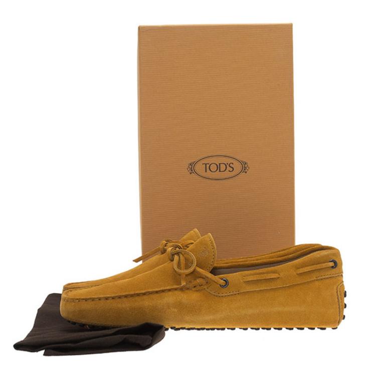 مملوكة مسبقًا Tod's Mustard Yellow Suede Bow Loafers Size 42.5