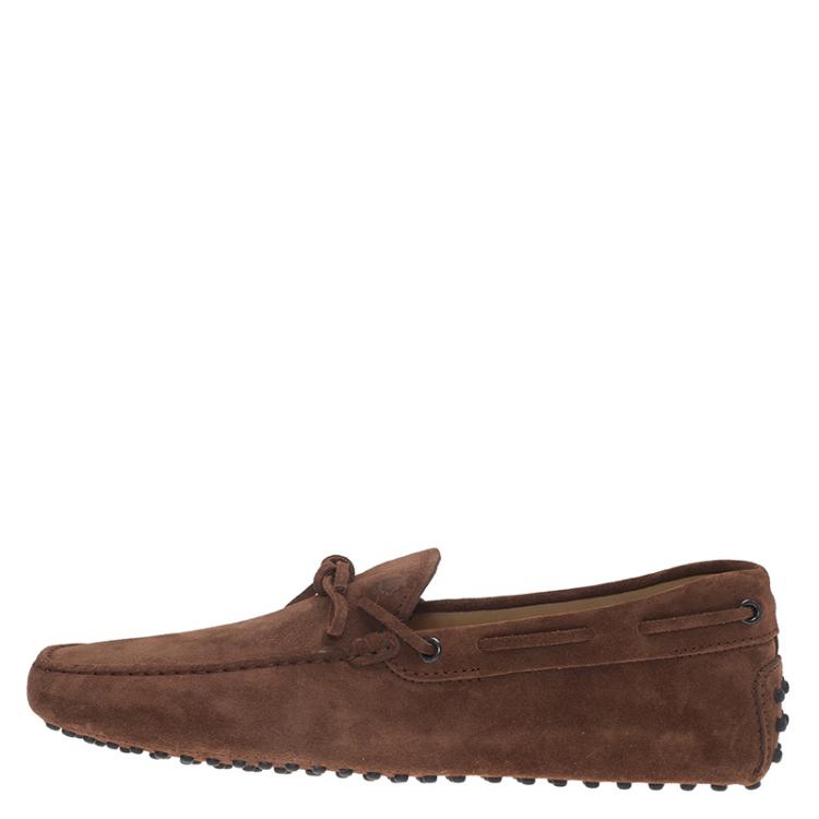 Pre Owned Tod's Brown Suede Bow Loafers Size 41.5