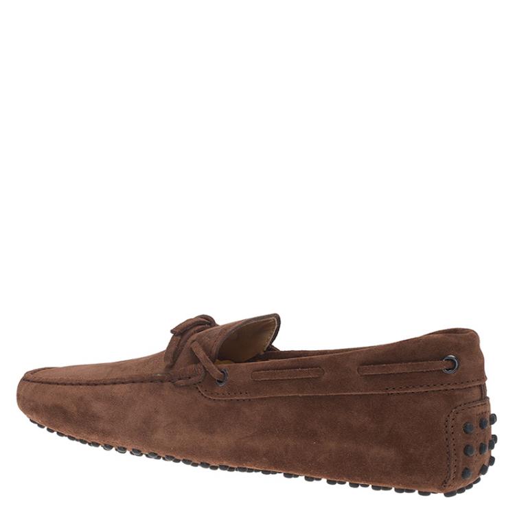 Pre Owned Tod's Brown Suede Bow Loafers Size 41.5
