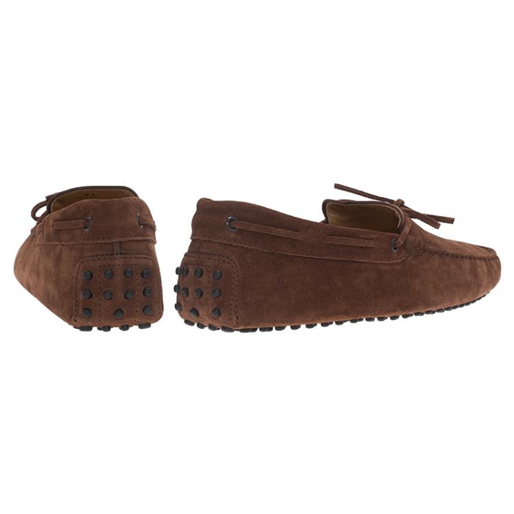 Pre Owned Tod's Brown Suede Bow Loafers Size 41.5