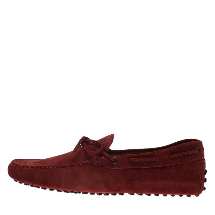 Pre Owned Tod's Red Suede Bow Loafers Size 43
