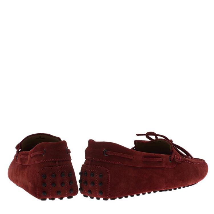 Pre Owned Tod's Red Suede Bow Loafers Size 43