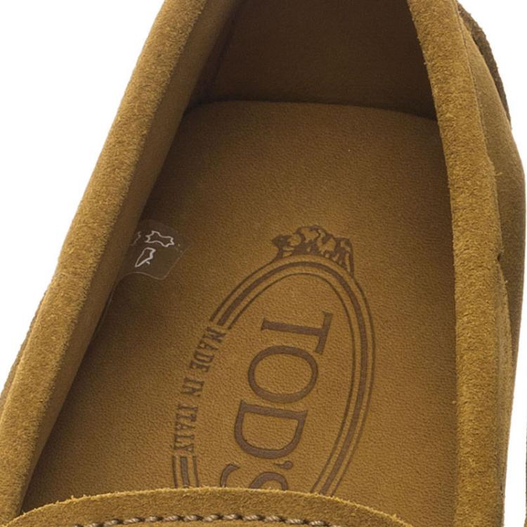 Pre Owned Tod's Mustard Yellow Suede Bow Loafers Size 42
