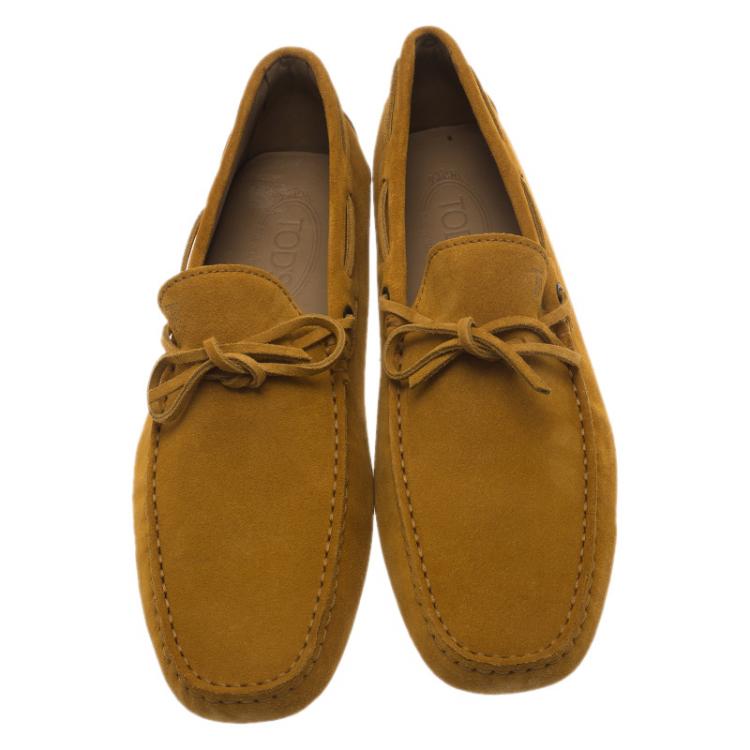 مملوكة مسبقًا Tod's Yellow Suede Bow Loafers Size 42.5