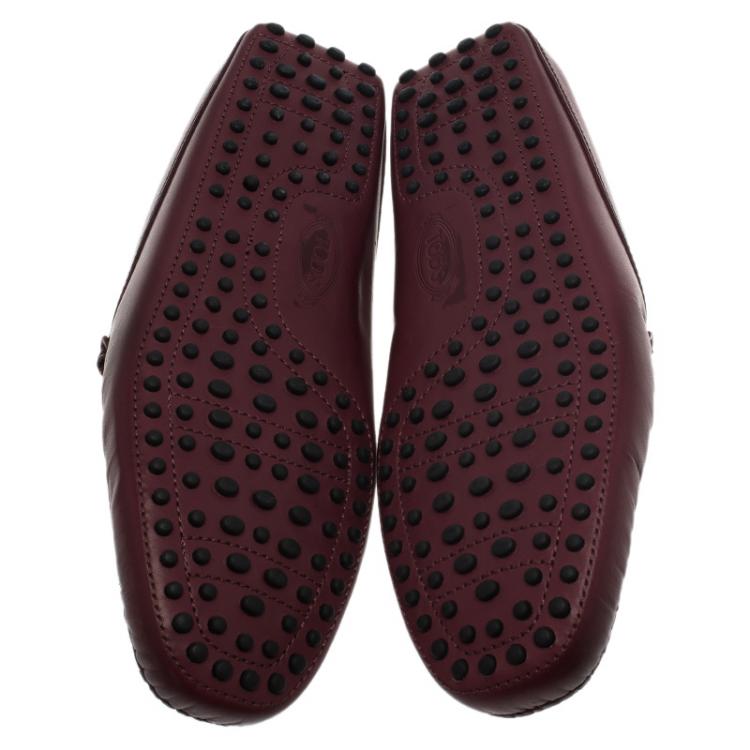 Pre Owned Tod's Burgundy Leather Moccasin Sabot Size 41