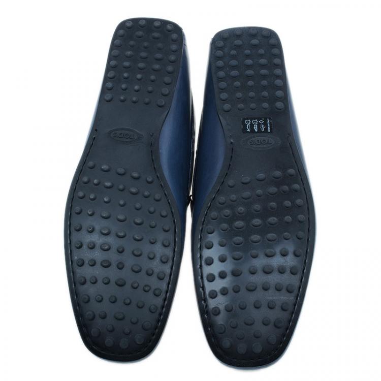 Pre Owned Tod's Navy Blue Leather Penny Loafers Size 45