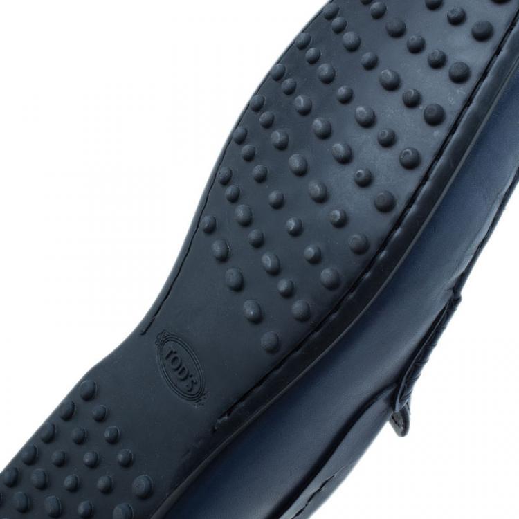 Pre Owned Tod's Navy Blue Leather Penny Loafers Size 45